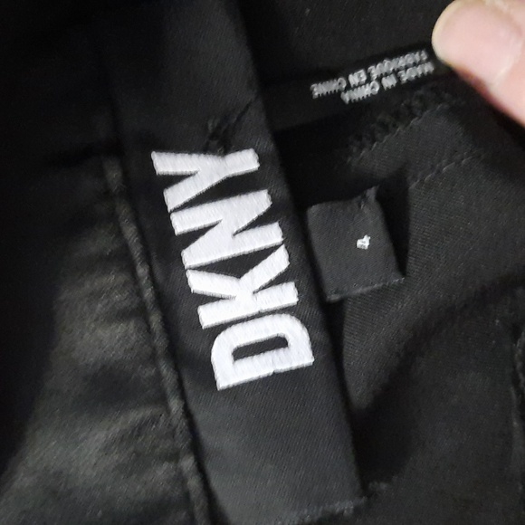 DKNY Black Satin Look Wide Pleat Slit Pockets Tuxedo Wide Leg Pants Size 4 - Picture 7 of 9